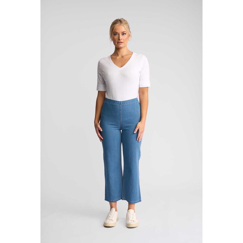 Vassalli Straight Leg 7/8 Length Contrast Stitch Denim Pull On image number 3